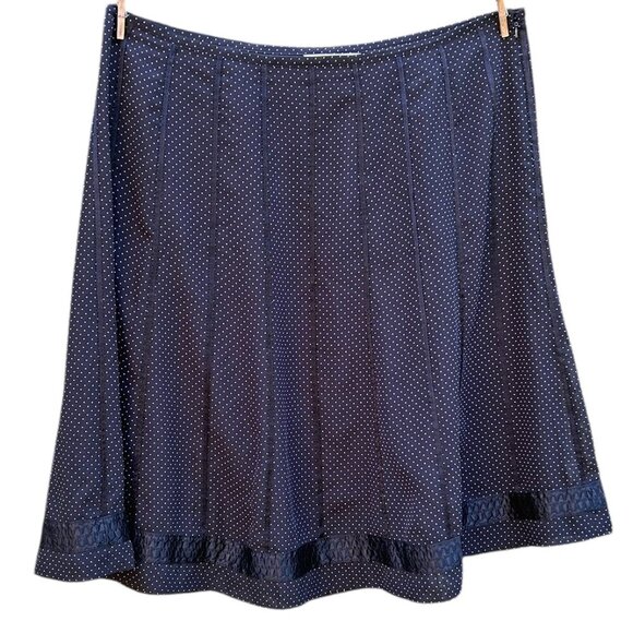 Nygard Black Polka Dot Sheer Skirt Sz 20 Lace Midi Full Bias Cut Flowy Lined - Picture 1 of 8